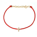 Pulsera Cruz de Diamantes en Cordón Rojo o Negro