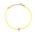 Pulsera Cruz de Diamantes en Cordón de Color