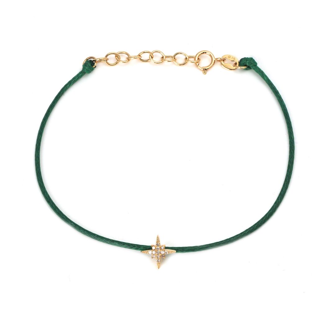 Pulsera Estrella de Diamantes en Cordón de Color