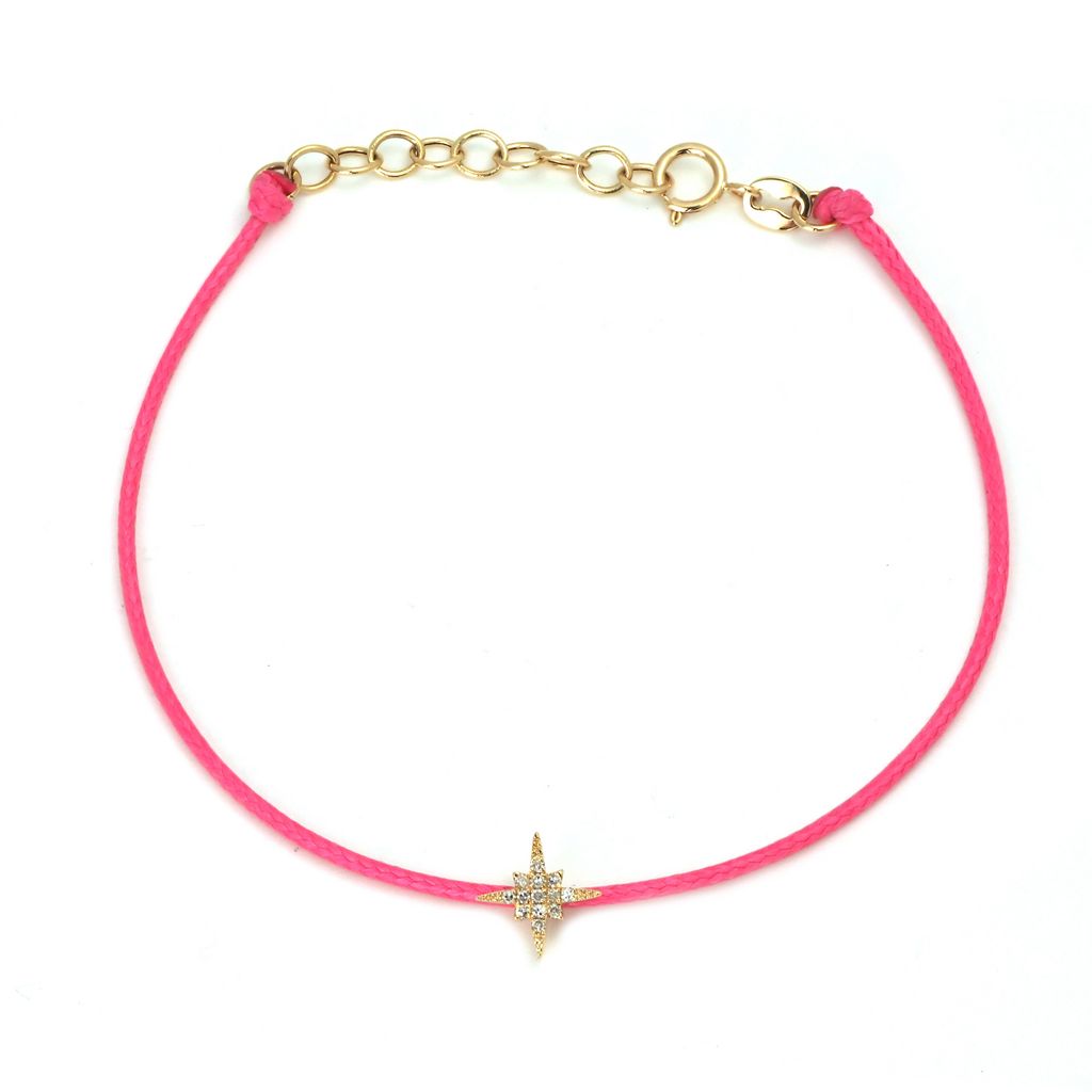 Pulsera Estrella de Diamantes en Cordón de Color