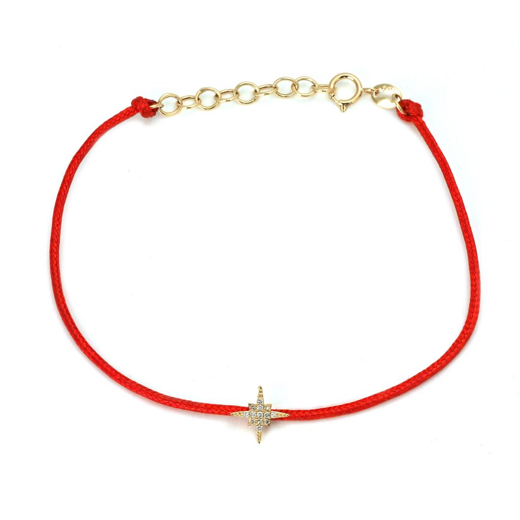 Pulsera Estrella de Diamantes en Cordón de Color