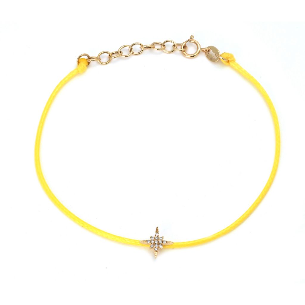 Pulsera Estrella de Diamantes en Cordón de Color