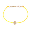 Pulsera con Dije de Mano, Zafiro y Diamantes en Cordón
