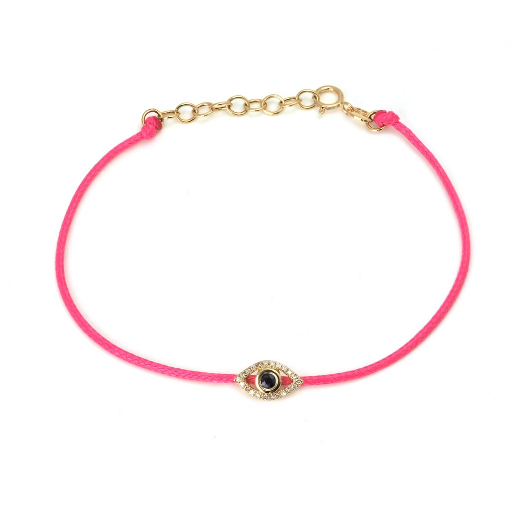 Pulsera de Ojo Turco con Zafiro y Diamantes en Cordón