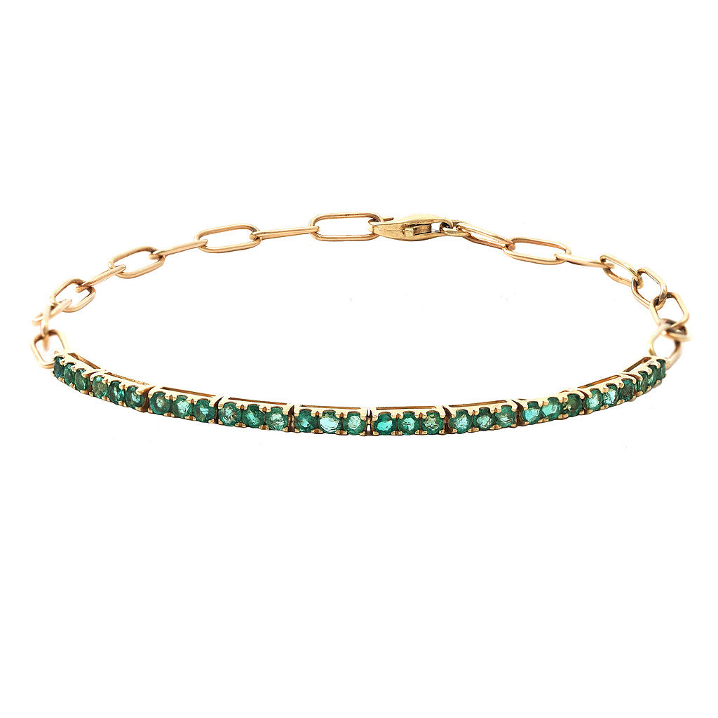 Pulsera de Línea de Esmeraldas con Eslabones Alargados