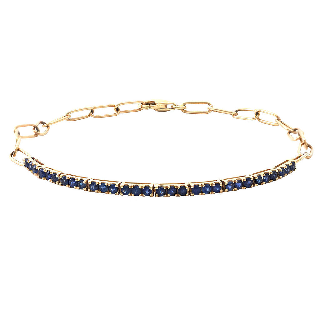 Pulsera de Línea de Zafiros con Eslabones Alargados