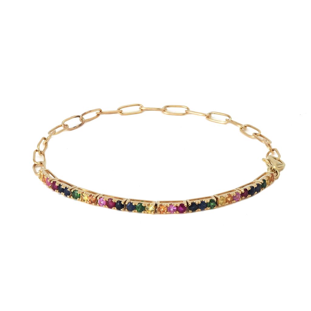Pulsera de Línea Multicolor con Eslabones Alargados