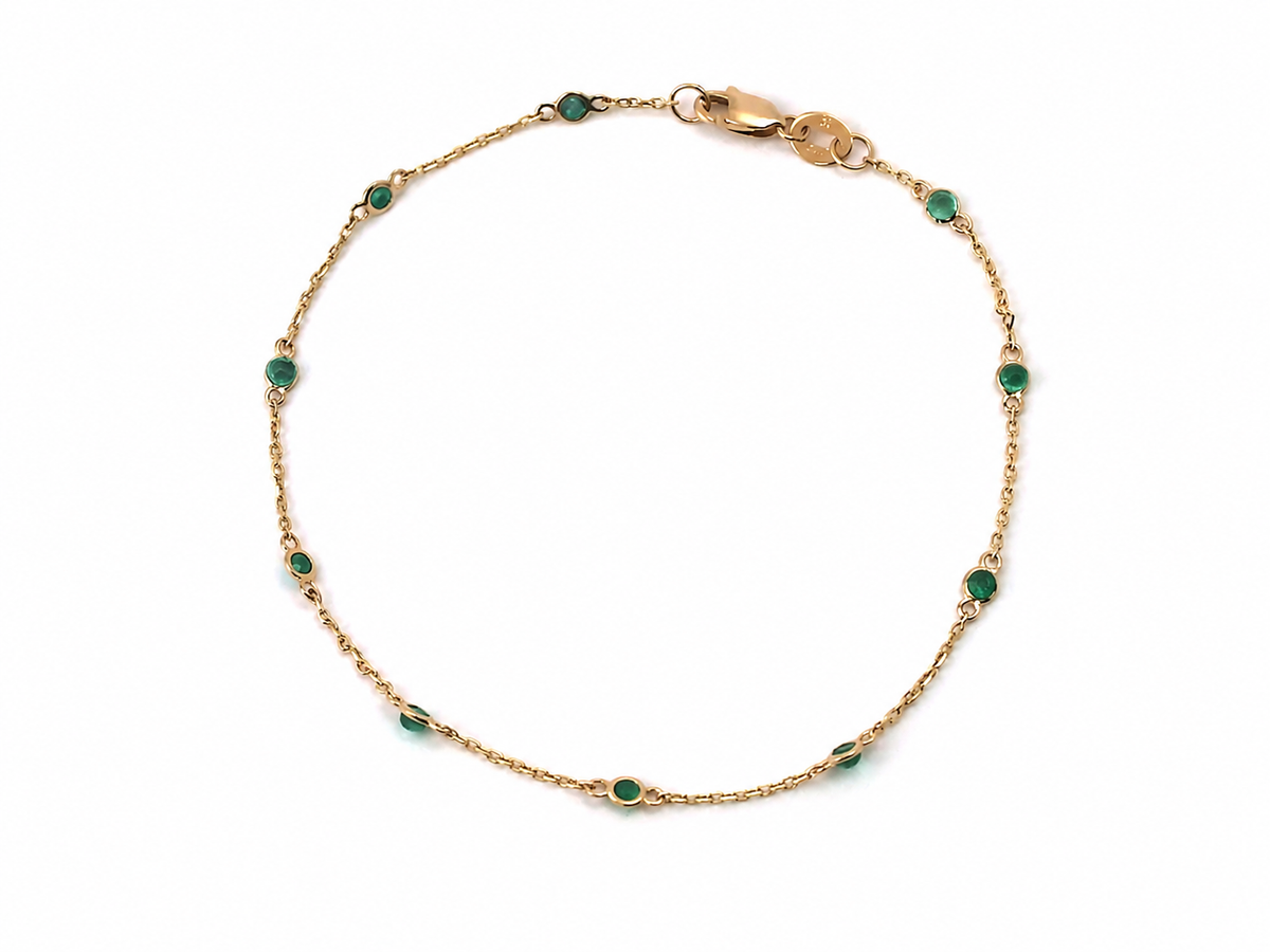 Pulsera de Estaciones con Esmeraldas en Bisel
