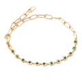 Pulsera de Esmeralda en Bisel con Eslabones Alargados