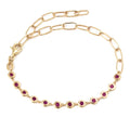 Pulsera de Rubí en Bisel con Eslabones Alargados