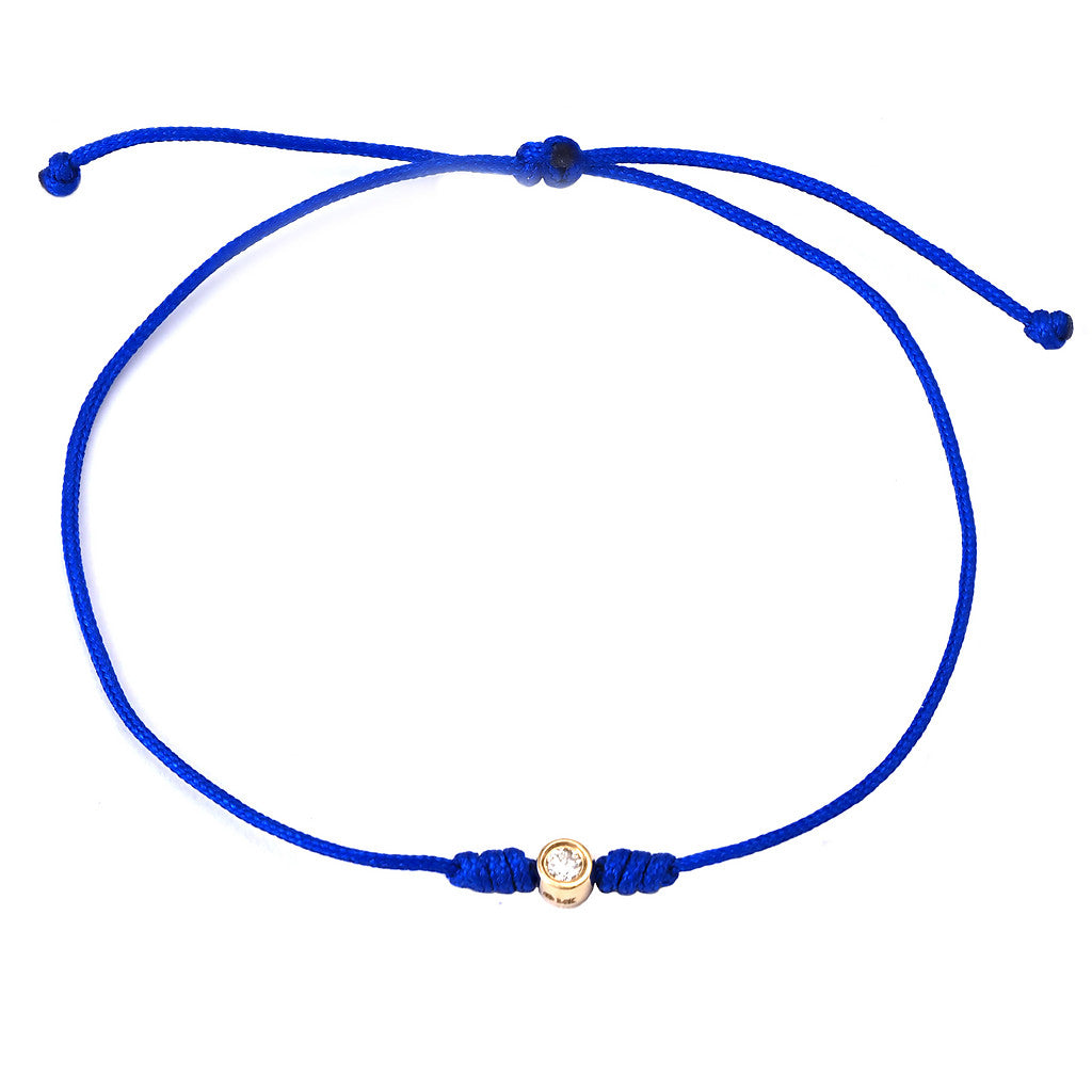 Pulsera Ajustable con Diamante Solitario en Cordón