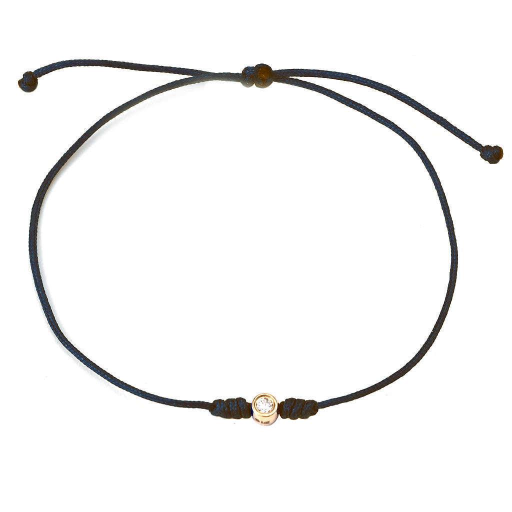 Pulsera Ajustable con Diamante Solitario en Cordón