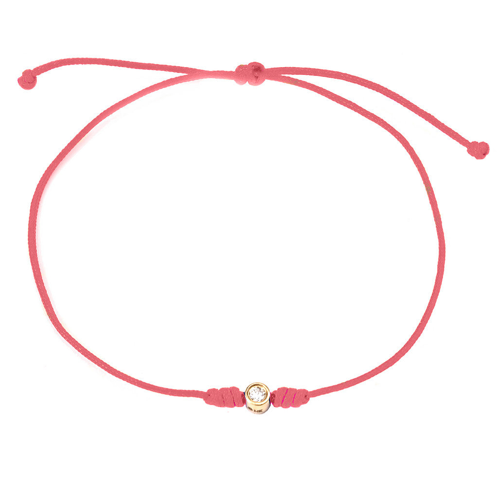 Pulsera Ajustable con Diamante Solitario en Cordón