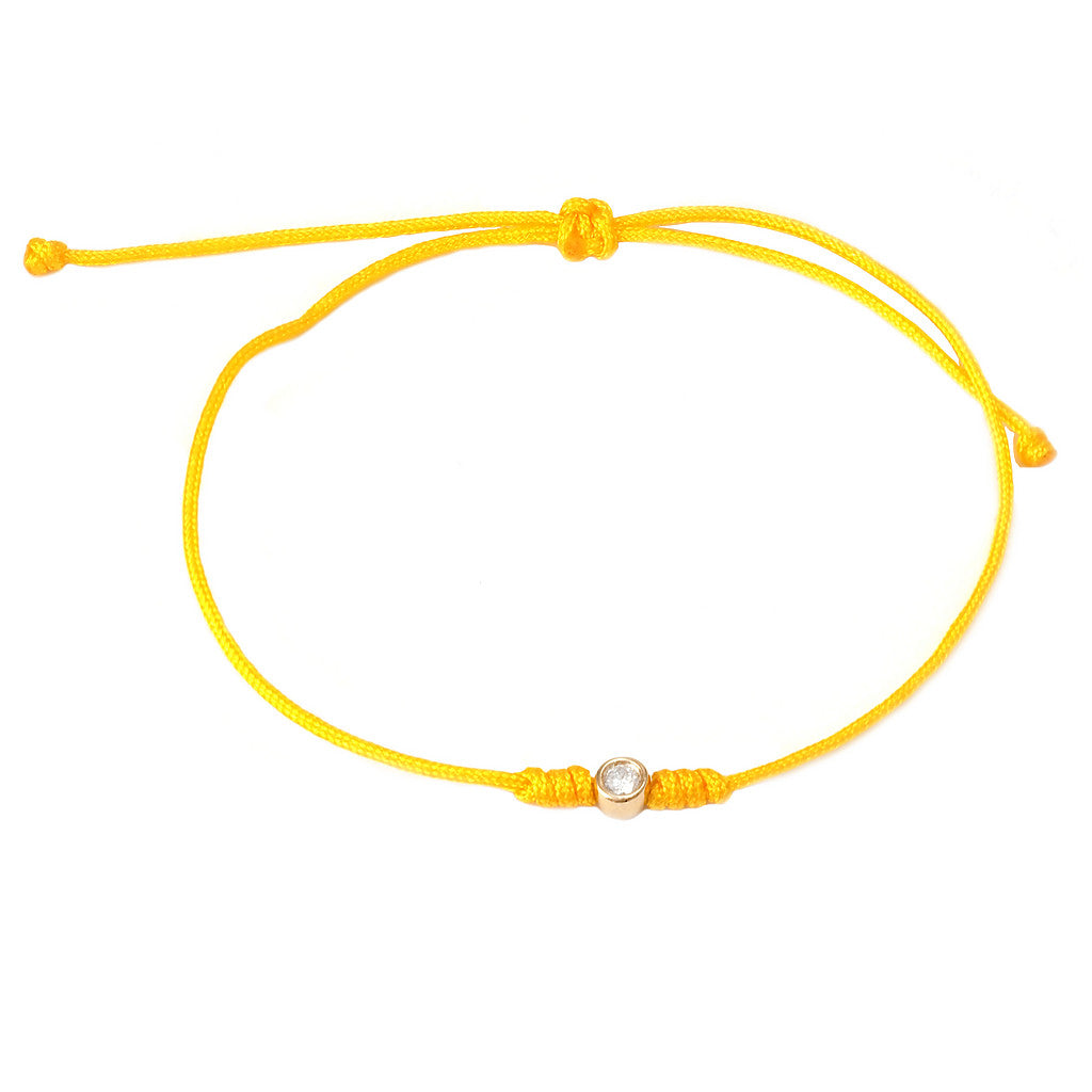 Pulsera Ajustable con Diamante Solitario en Cordón