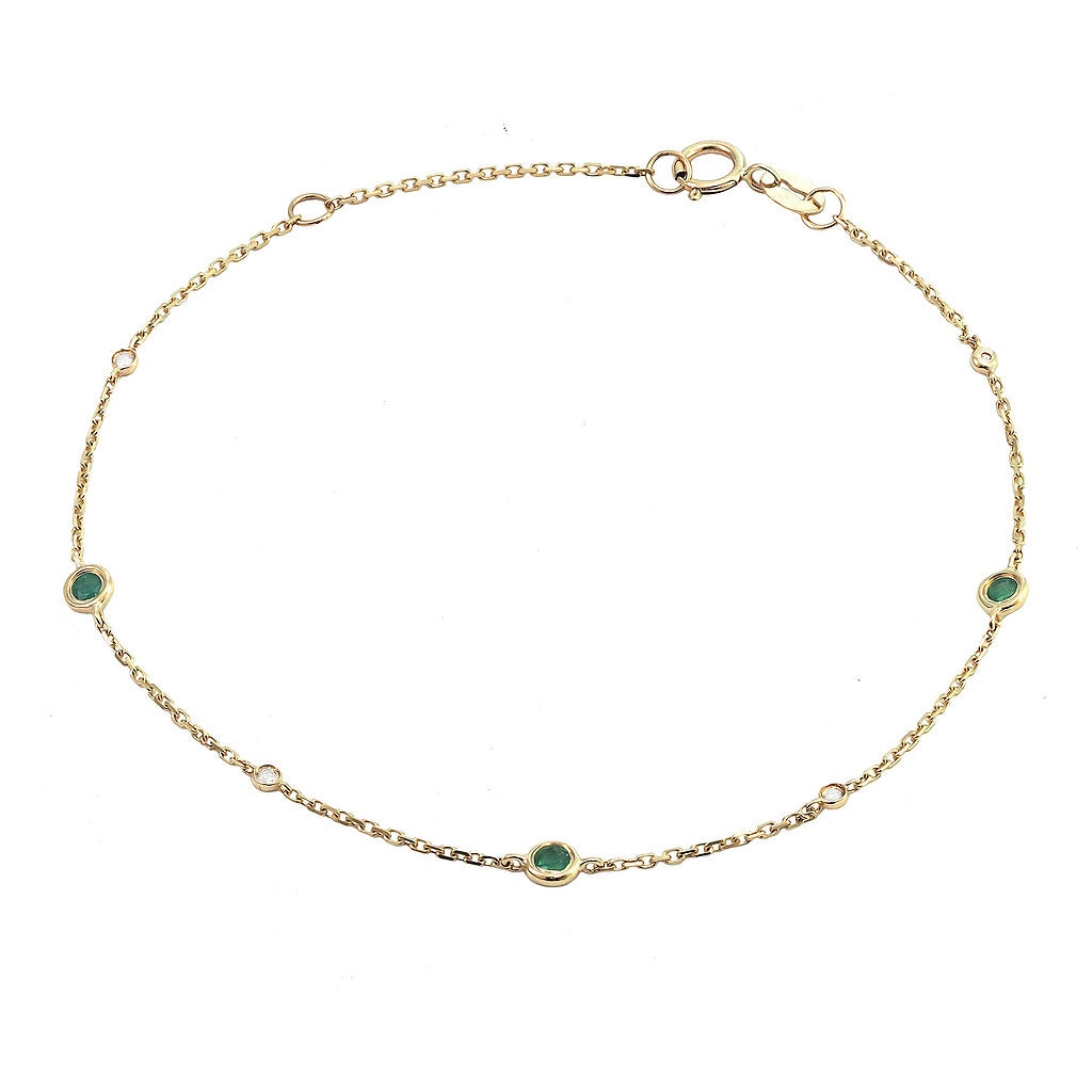 Pulsera con Esmeralda en Bisel y Diamantes