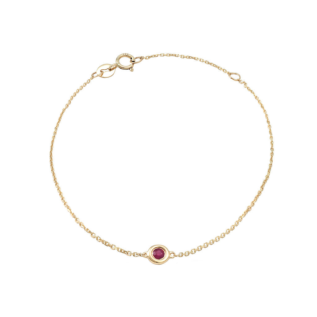 Pulsera con Rubí Central en Bisel