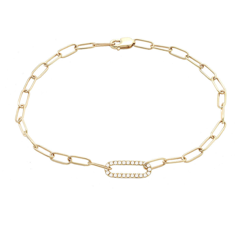 Pulsera de Eslabones Alargados con Diamantes