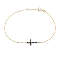 Pulsera Cruz con Zafiro en Oro Amarillo