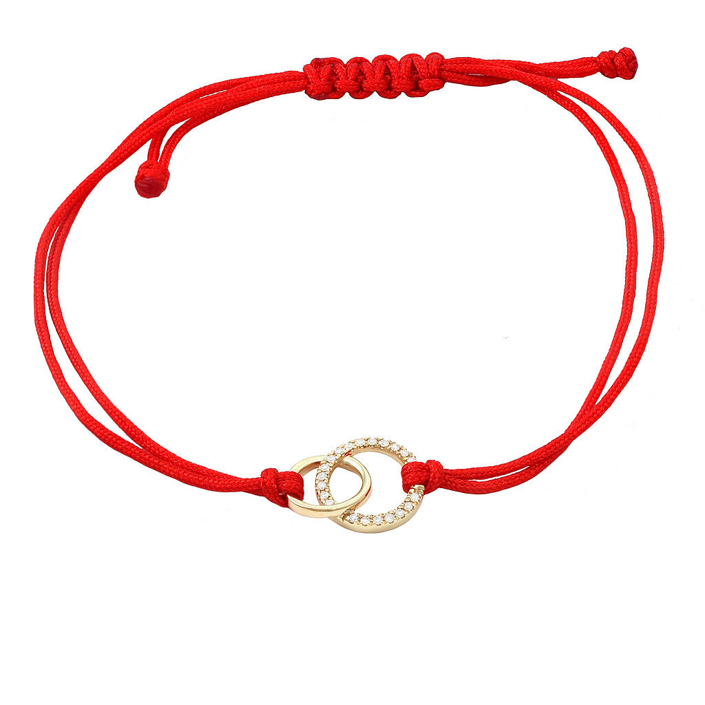 Pulsera de Círculos Entrelazados con Diamantes en Cordón