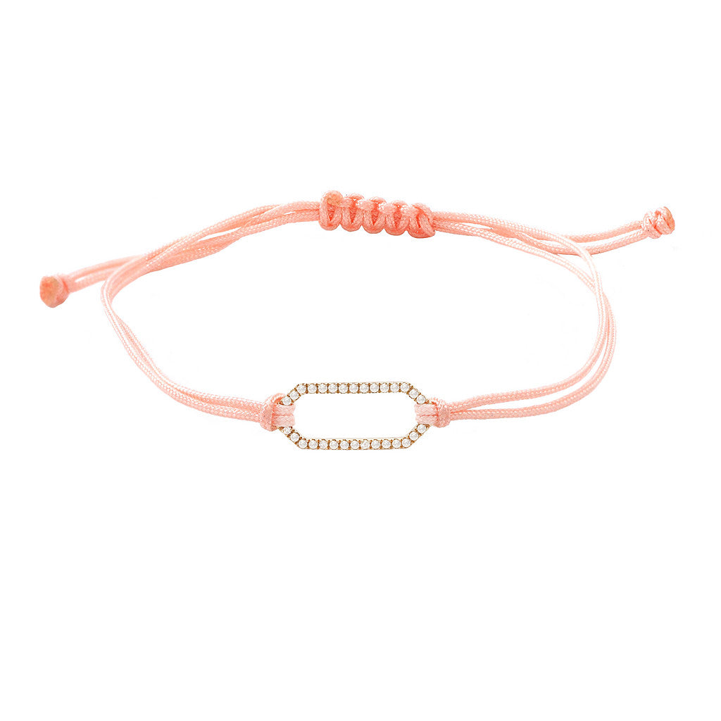 Pulsera con Eslabón Geométrico de Diamantes en Cordón