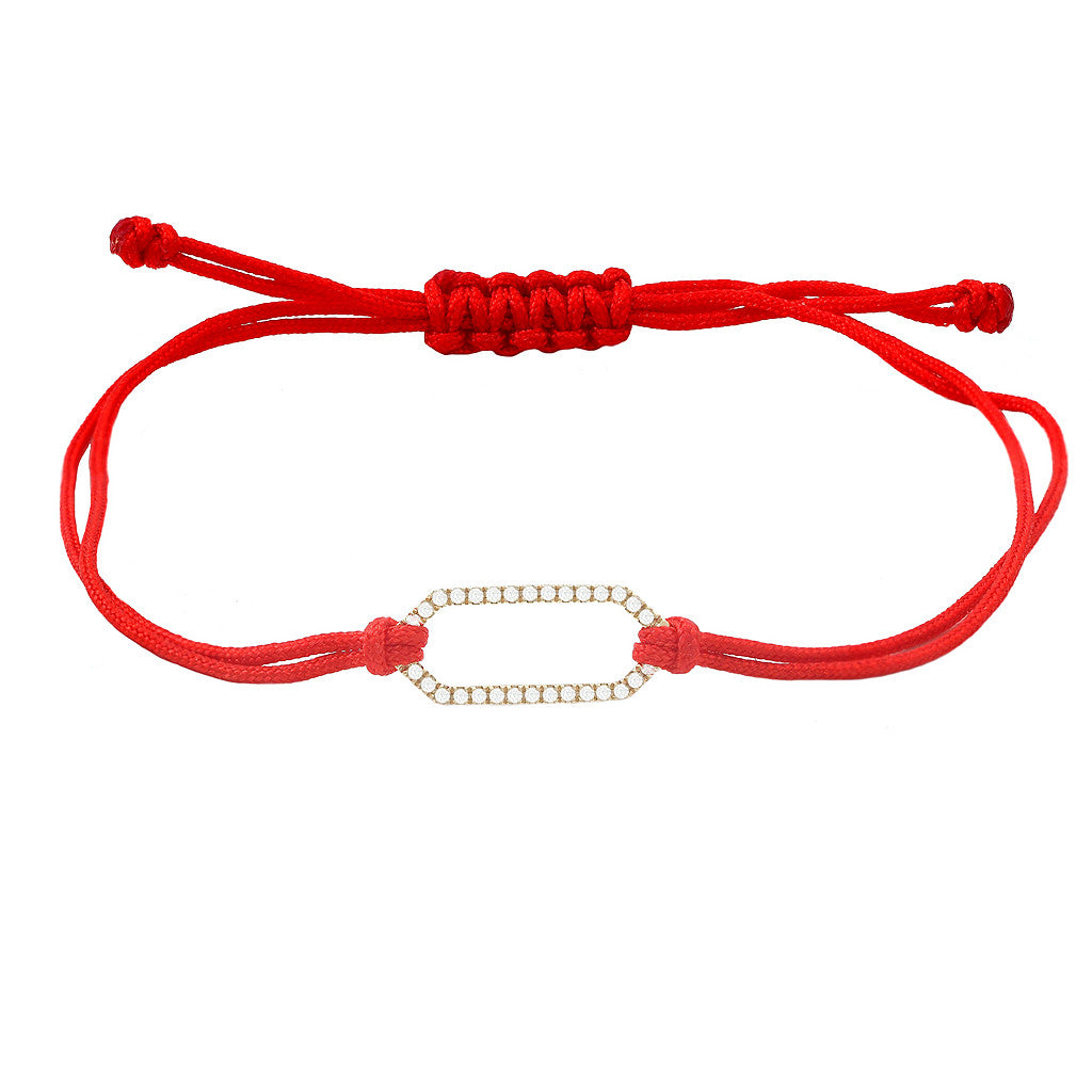 Pulsera con Eslabón Geométrico de Diamantes en Cordón