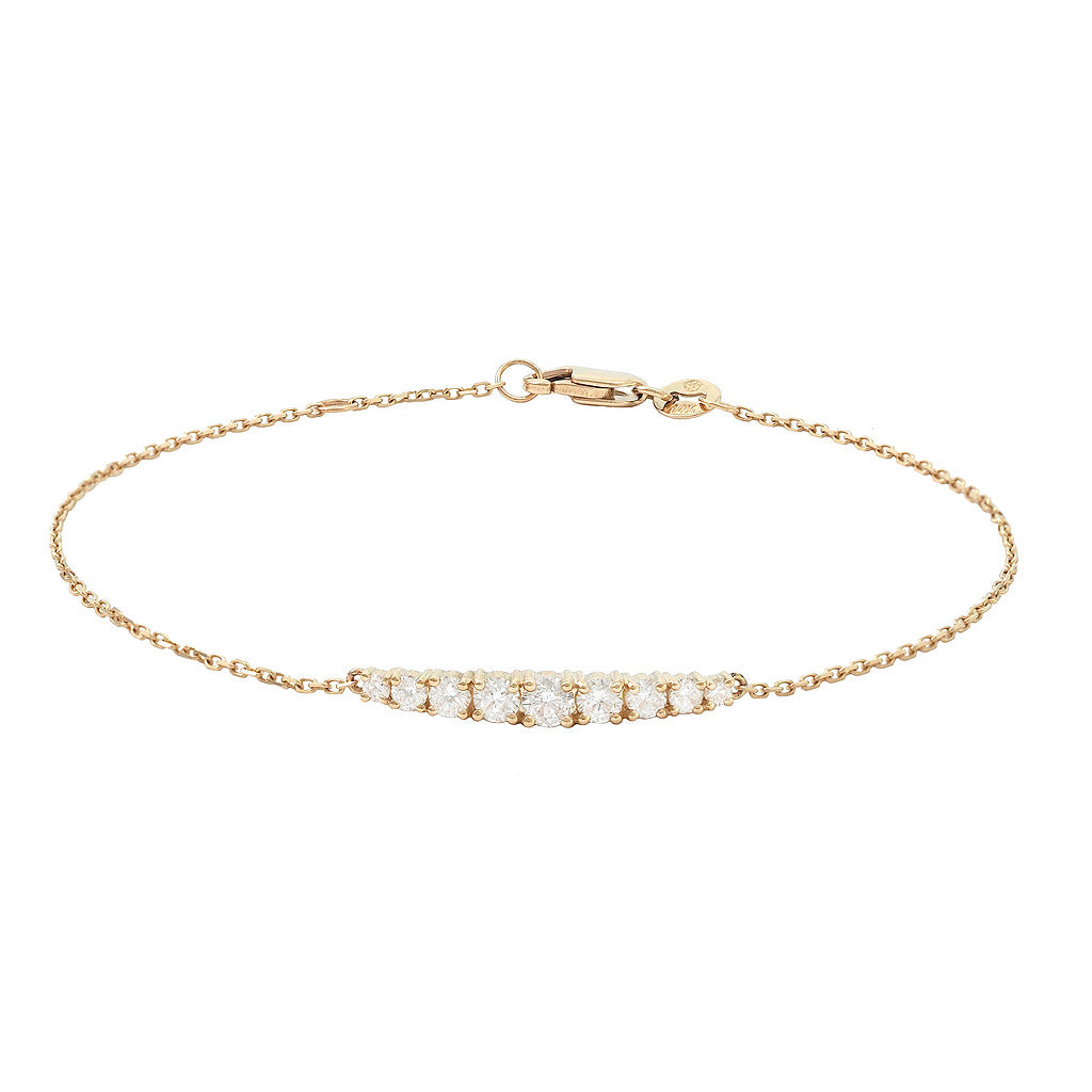 Pulsera con Línea Central de Diamantes en Oro Amarillo