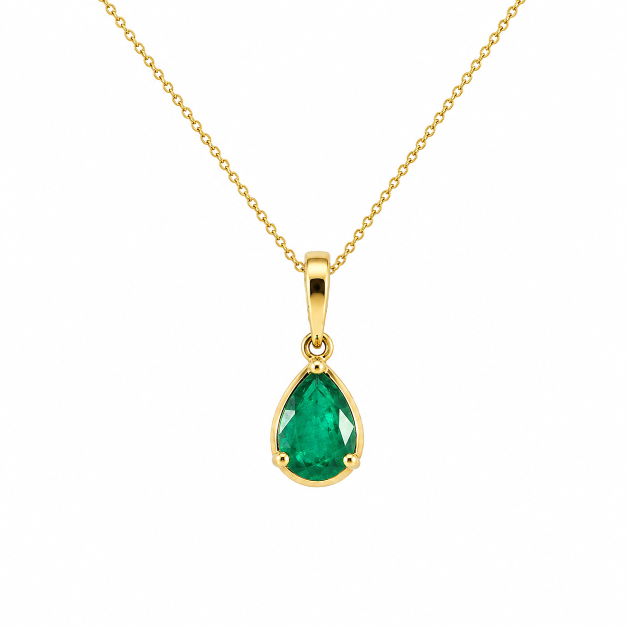 Charm Gota con Esmeralda Natural en Oro 14k