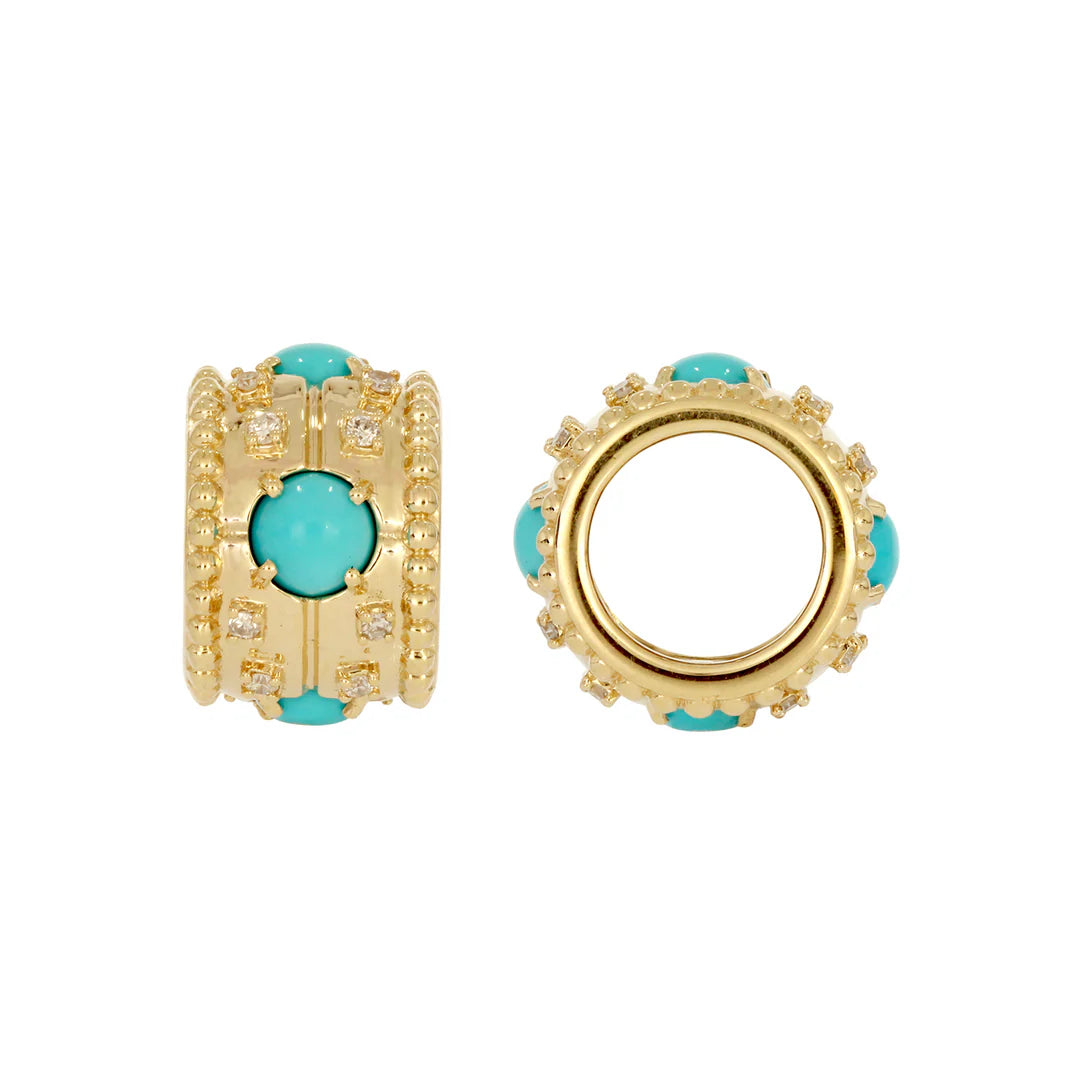 Charm Aro con Turquesa Natural y Diamantes en Oro 14k