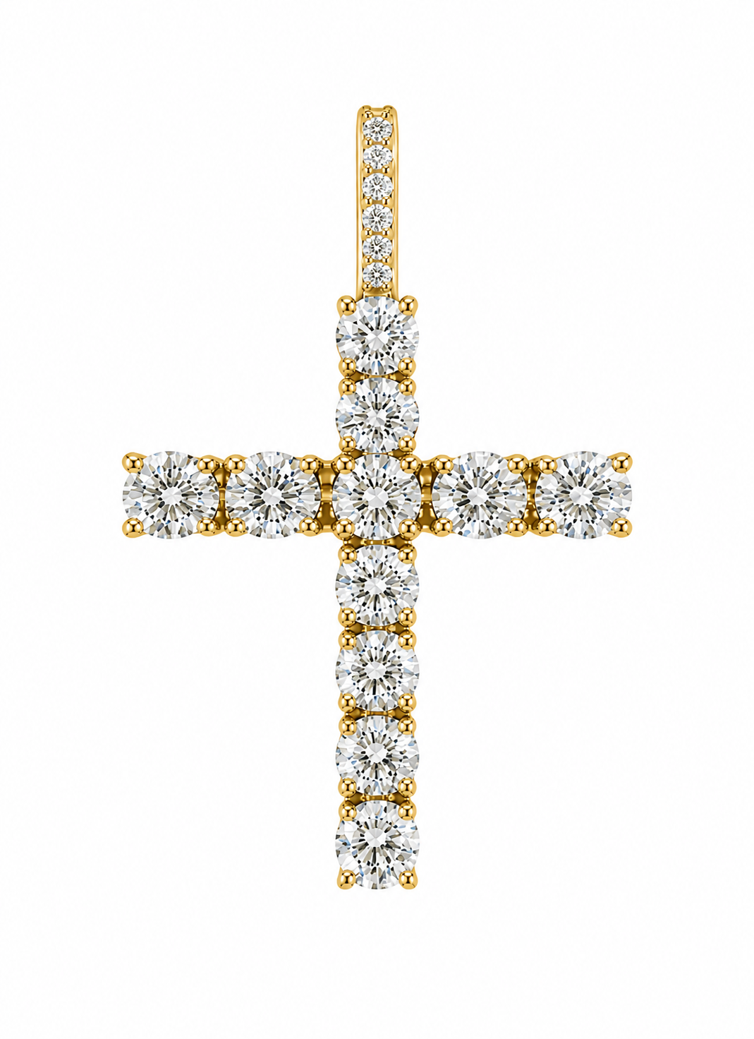 Cruz con Diamantes de Laboratorio en Oro Amarillo 14k