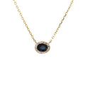 Collar Fashion Oval con Zafiro Natural y Diamantes en Oro Amarillo