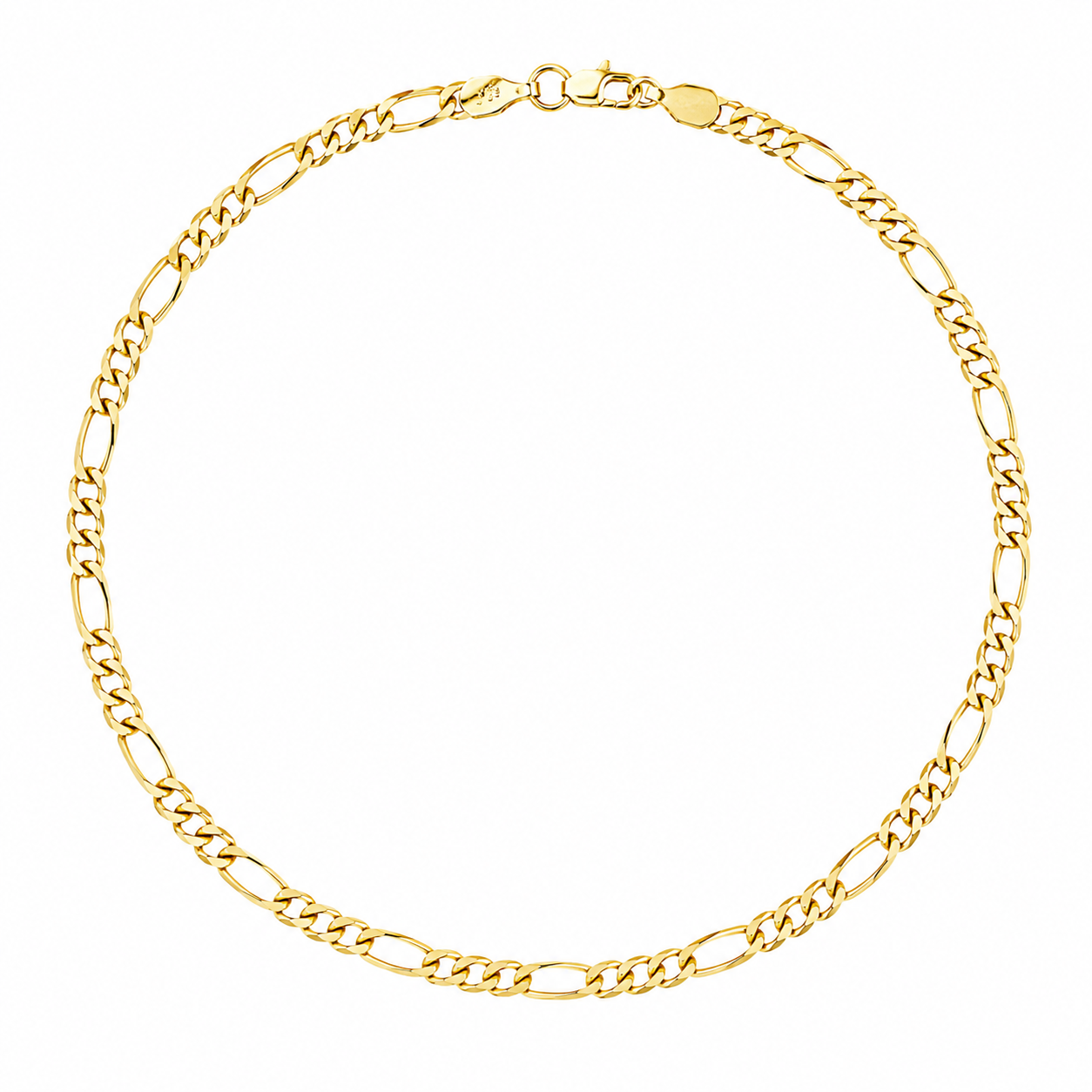 Cadena Figaro Plana en Oro Amarillo 14k