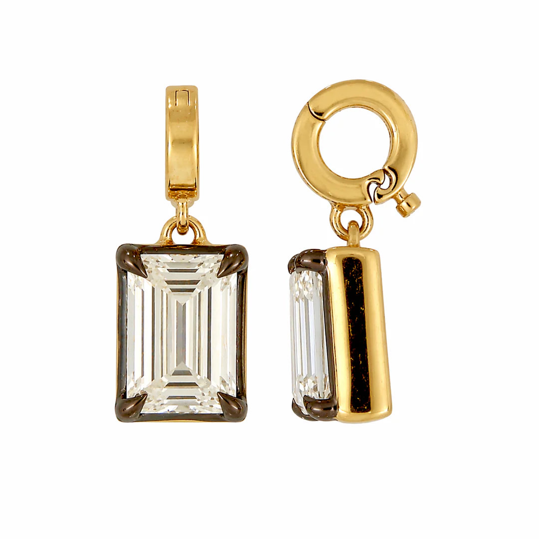 Charm Rectángulo Geométrico con Diamante de Laboratorio en Oro 14k