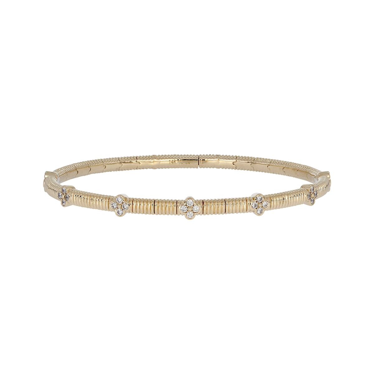 Bangle Flor con Diamantes en Oro Amarillo 14k - Oro Amarillo