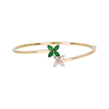 Bangle Flor con Diamantes y Esmeralda en Oro Amarillo 14k - Oro Amarillo - Esmeralda