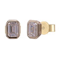 Aretes Bizel Diamante Lab 1.67 ct Corte Esmeralda Oro Amarillo 14k