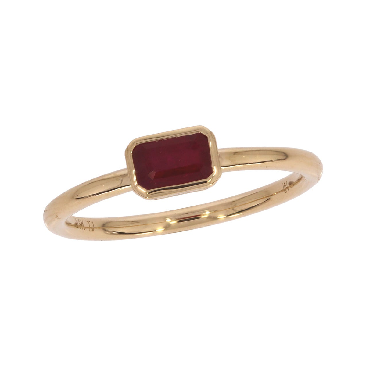 Anillo con Piedra de Color en Oro Amarillo 14k - Oro Amarillo - Rubí