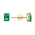 Aretes Esmeralda Natural Corte Esmeralda en Oro Amarillo 14k
