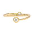 Anillo Bypass Dos Diamantes Naturales Bizel en Oro Amarillo 14k