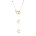 Collar Lariat Tres Círculos Diamantes Naturales 0.61 ct en Oro Amarillo 14k