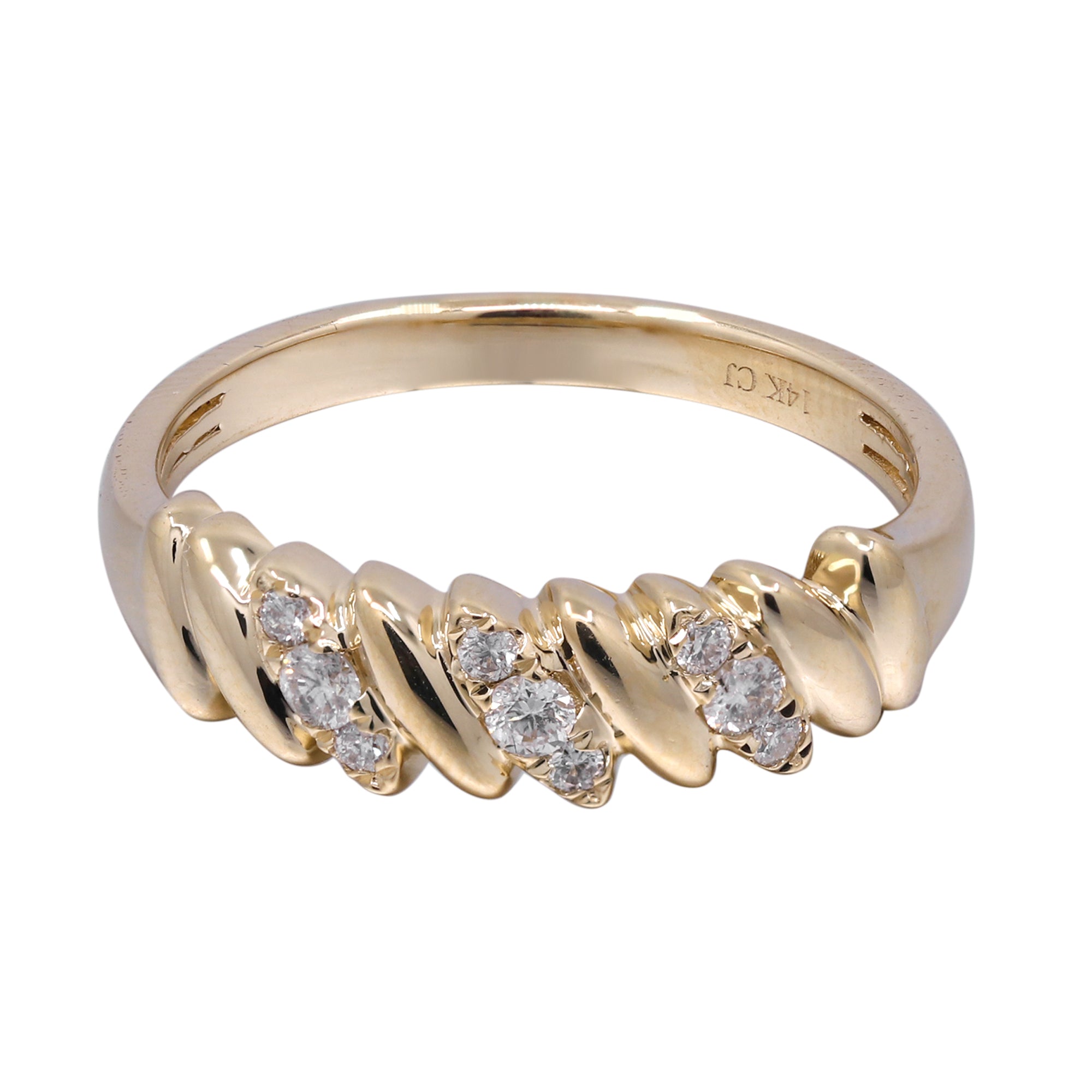 Anillo Banda Diamantes Naturales 0.17 ct en Oro Amarillo 14k