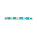 Anillo Banda con Diamantes y Piedra de Color en Oro Amarillo 14k - Oro Amarillo - Turquesa
