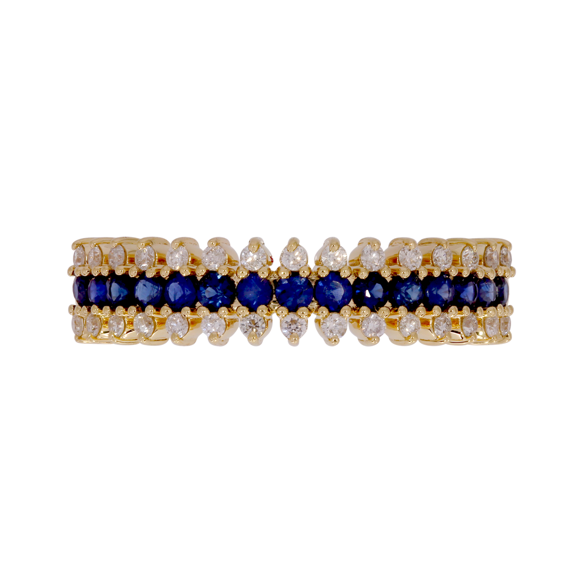 Anillo con Diamantes y Piedra de Color en Oro Amarillo 14k - Oro Amarillo - Zafiro Azul