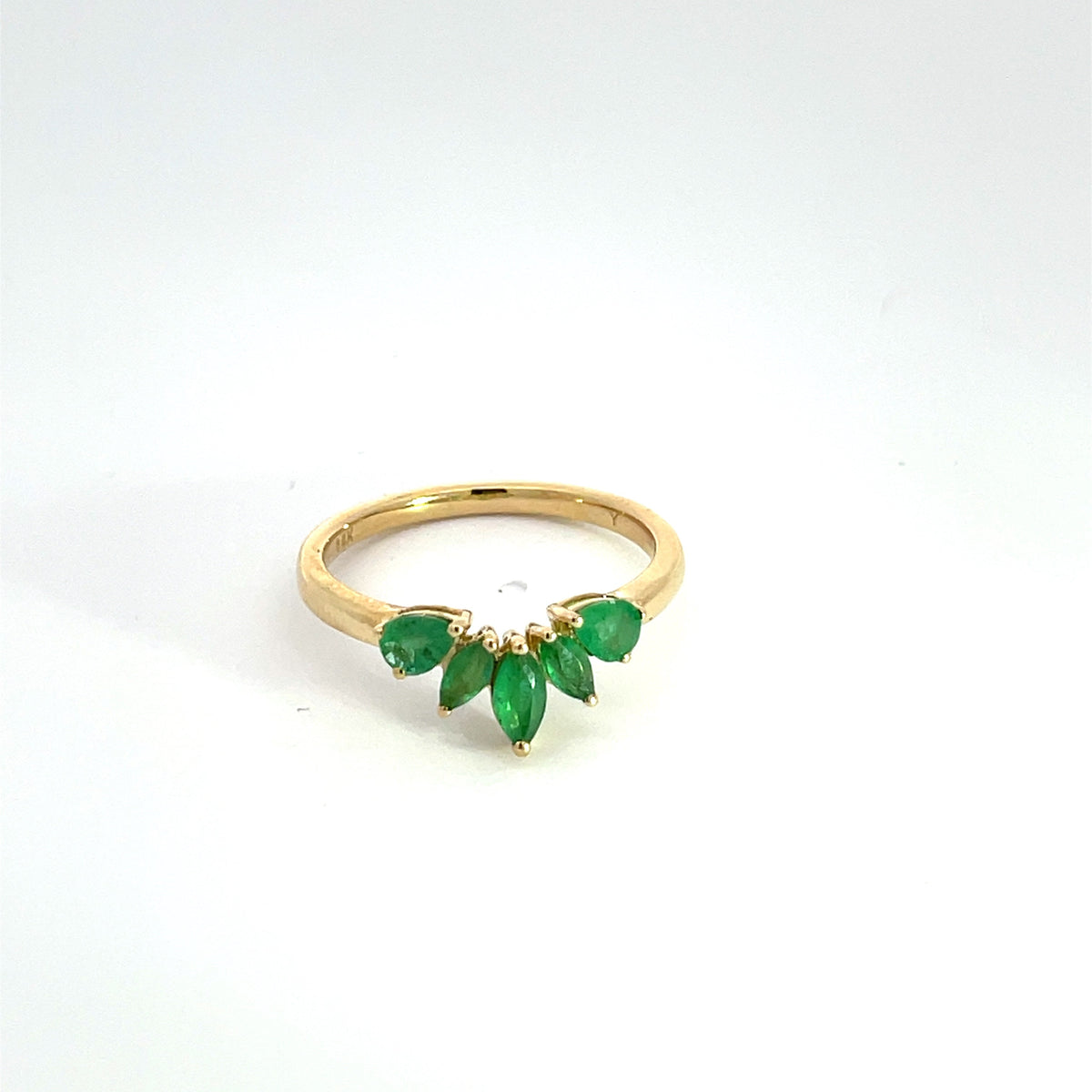 Anillo Flor con Esmeralda en Oro Amarillo 14k - Oro Amarillo - Esmeralda