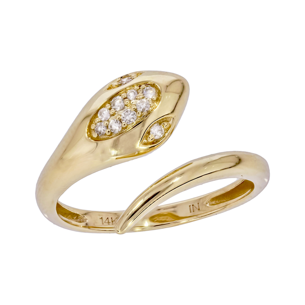 Anillo Serpiente con Diamantes en Oro Amarillo 14k - Oro Amarillo