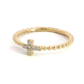 Anillo Cruz con Diamantes en Oro Amarillo 14k - Oro Amarillo