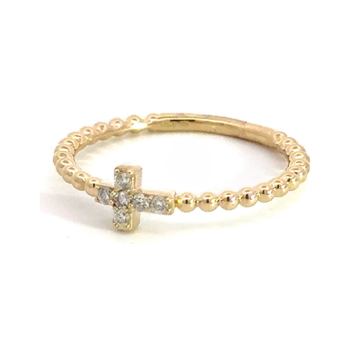 Anillo Cruz con Diamantes en Oro Amarillo 14k - Oro Amarillo
