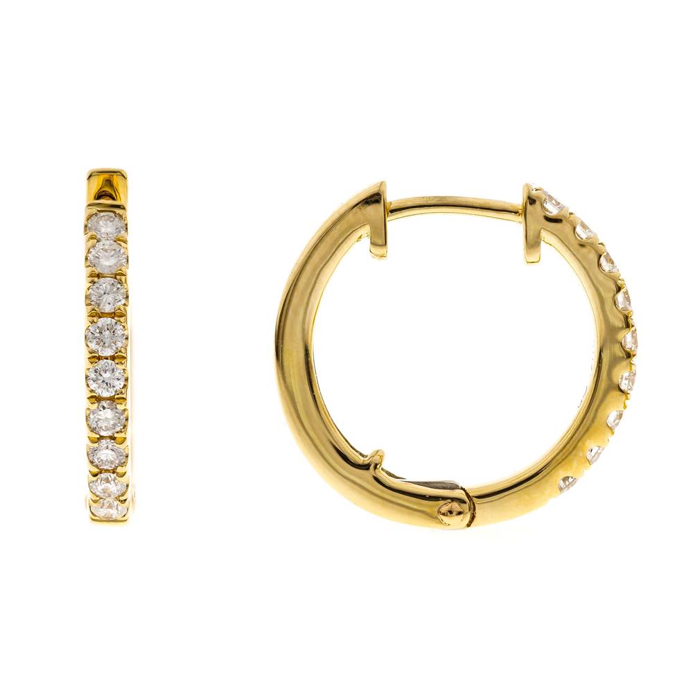 Aretes Argolla Diamantes Naturales 0.34 ct en Oro Amarillo 14k