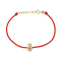 Pulsera Hamsa con Zafiro y Diamantes en Cordón, Oro Amarillo 14k