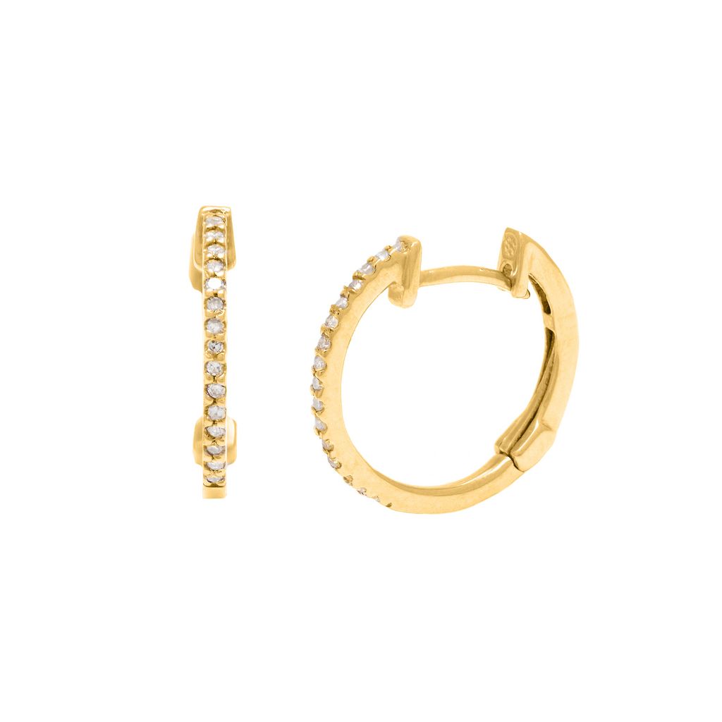 Aretes Argolla con Diamantes en Oro Amarillo 14k