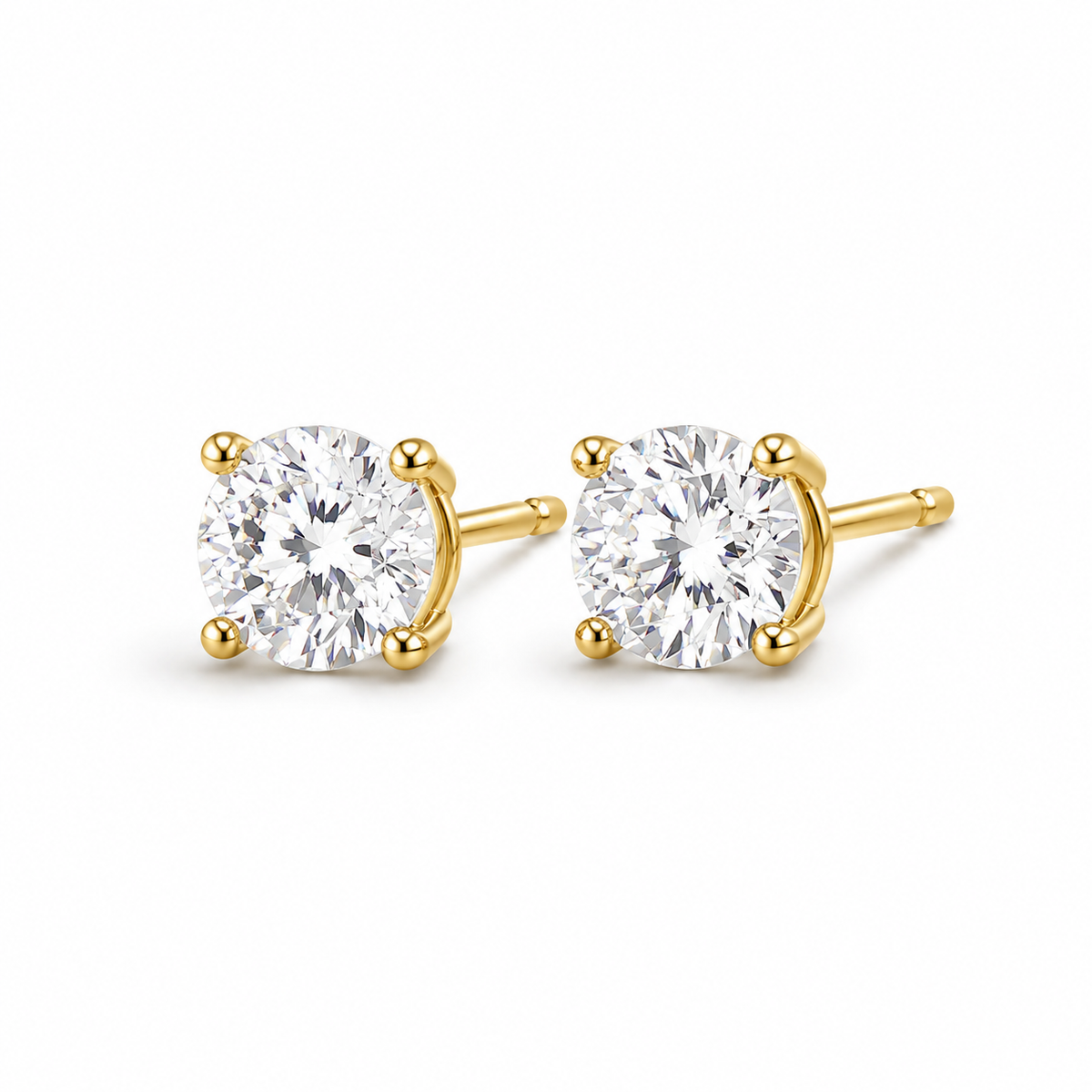 Aretes Stud Diamante Lab 1 ct en Oro Amarillo 14k